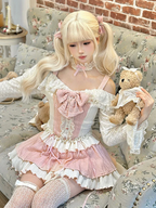 Sweet Lolita Pink JSK Light Lolita Sweet Cake Lace Skirt Lolita Dresses