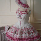 Sweet Lolita Pink Little Fresh Waist Lolita Jacquard Print Dress JSK