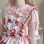 Sweet Lolita Pink Red Printed Strawberry Bear Dress Jumper Skirt