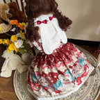 Sweet Lolita Pink Red Printed Strawberry Bear Dress Jumper Skirt
