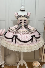 This Pink Sleeveless Sweet Lolita JSK Dress blends youthful sweetness with graceful elegance. Adorned with delicate prints, layered ruffles, and charming bowknot accents, it creates a soft and romantic aesthetic. The lace-up design ensures a flattering fit while enhancing the princess-like silhouette. Crafted in a dreamy pink tone, this dress is perfect for tea parties, gatherings, or photoshoots, offering a timeless Lolita charm that balances playful cuteness with refined sophistication.