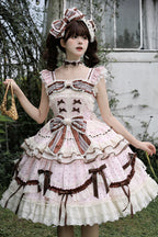 This Pink Sleeveless Sweet Lolita JSK Dress blends youthful sweetness with graceful elegance. Adorned with delicate prints, layered ruffles, and charming bowknot accents, it creates a soft and romantic aesthetic. The lace-up design ensures a flattering fit while enhancing the princess-like silhouette. Crafted in a dreamy pink tone, this dress is perfect for tea parties, gatherings, or photoshoots, offering a timeless Lolita charm that balances playful cuteness with refined sophistication.