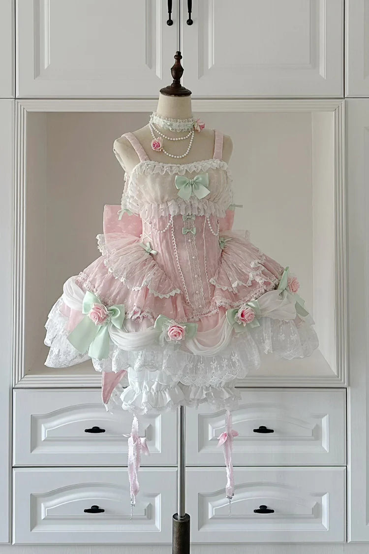 This Pink Sleeveless Sweet Lolita JSK Dress radiates a dreamy princess-like charm. Featuring delicate embroidery, lace trims, and pearl accents, it captures a sense of refined elegance. The ruffle details and bowknots add playful sweetness, while the soft pink tone enhances its romantic allure. Designed with a flattering silhouette, it is perfect for tea parties, photoshoots, or special gatherings. A versatile piece that blends classic Lolita beauty with graceful, feminine sophistication.