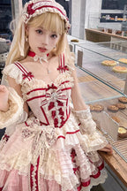 This Pink Sleeveless Sweet Princess Lolita Dress blends elegance with playful charm. Designed with delicate embroidery and lace trims, it features soft ruffles and bowknot details for a feminine touch. The fishbone structure provides a flattering silhouette while enhancing comfort and support. With its dreamy princess aesthetic and graceful style, this dress is perfect for tea parties, photo shoots, or special occasions, making it a must-have for Lolita fashion lovers.