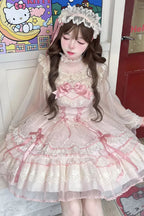 The Pink Sleeveless JSK Dress is designed to embody the dreamy charm of Sweet Lolita fashion. Featuring layered ruffles, delicate lace trim, and graceful bow accents, it creates a romantic and youthful silhouette. The lace-up detail adds both adjustability and elegance, ensuring a flattering fit. In a soft pink hue, this dress radiates sweetness and femininity, making it perfect for tea parties, gatherings, or special occasions where timeless Lolita beauty shines.