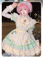 Sweet Lolita Pod Dress Cute Lolita Lolita Dress Set Mint Green Blue Chocolate  Dress