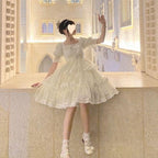 Hime Lolita Apricot Princess Dress for White Wedding Elegant Dress