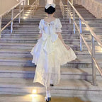 Hime Lolita Apricot Princess Dress for White Wedding Elegant Dress