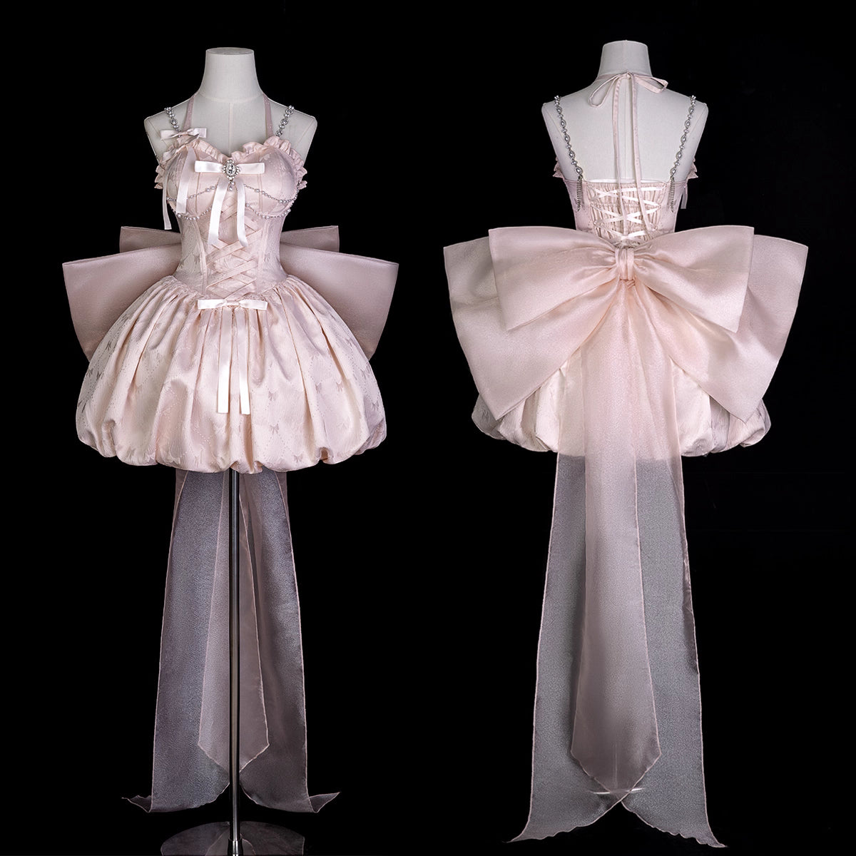 Inspired by fairy-tale escapism, this Lolita dress features a delicate floral print, a structured bustier, and a soft bloom-shaped skirt. The sweet pink palette and intricate lace details evoke romantic fantasy, while the lightweight fabric ensures comfort. Perfect for creating dreamy, whimsical moments.
