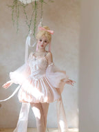 Inspired by fairy-tale escapism, this Lolita dress features a delicate floral print, a structured bustier, and a soft bloom-shaped skirt. The sweet pink palette and intricate lace details evoke romantic fantasy, while the lightweight fabric ensures comfort. Perfect for creating dreamy, whimsical moments.