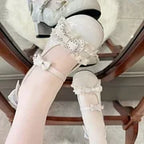 Sweet Lolita Shoes Plush Pink Bow Mary Janes Rabbit Original New Round Head Middle Heel 3.5cm