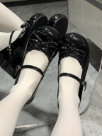 Sweet Lolita Shoes Cream Colored Bow and Ruffled Low-Heel Mary Jane Shoes