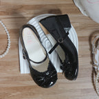 Sweet Lolita Shoes Cream Colored Bow and Ruffled Low-Heel Mary Jane Shoes