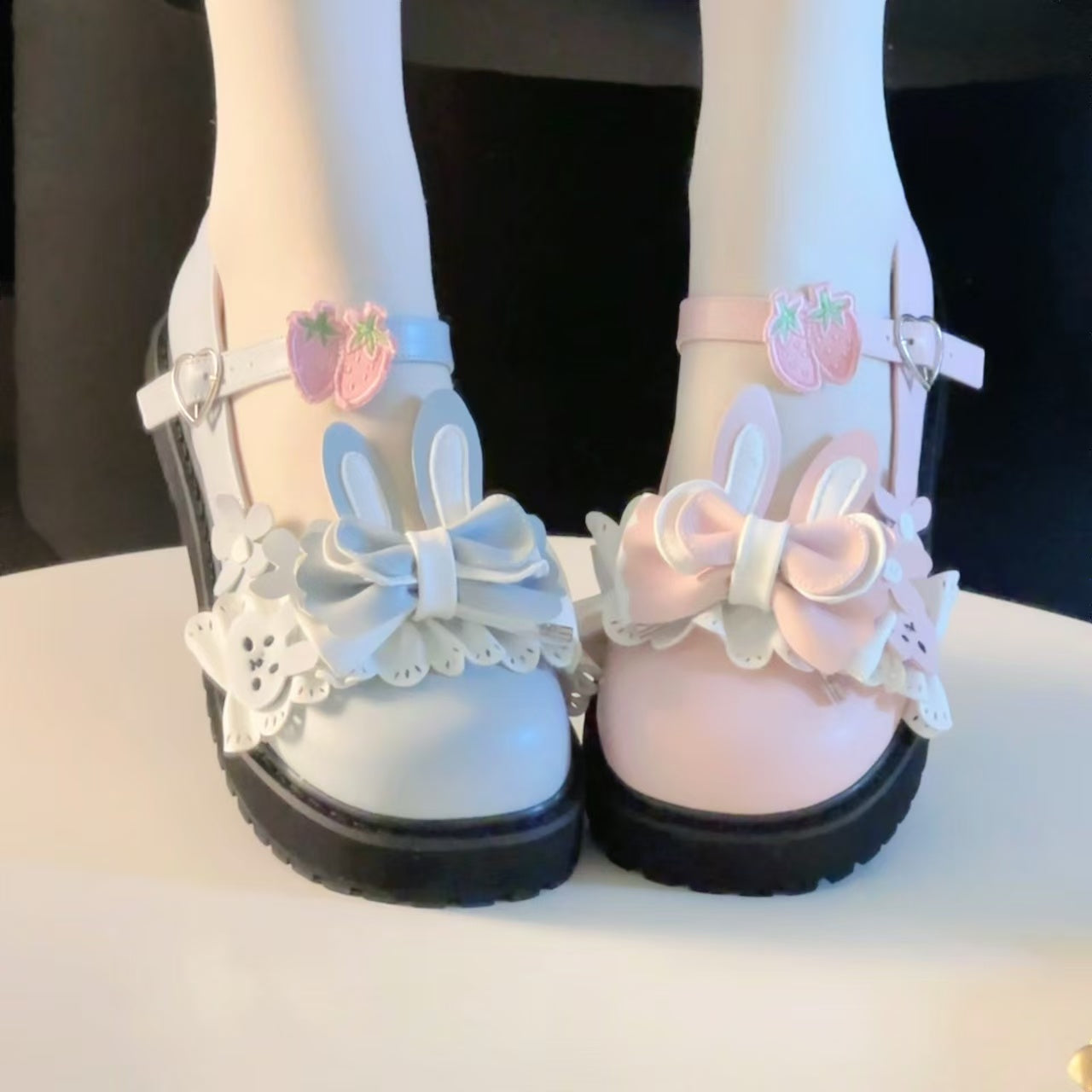 Lolita Shoes Sweet Vintage-Inspired Bunny Platforms Low Heels Round Head