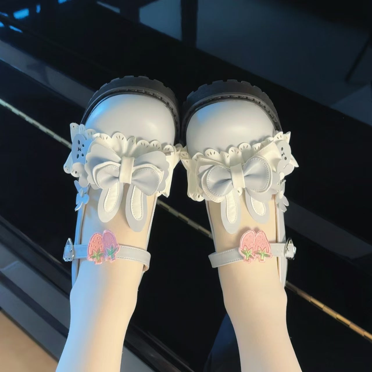 Lolita Shoes Sweet Vintage-Inspired Bunny Platforms Low Heels Round Head