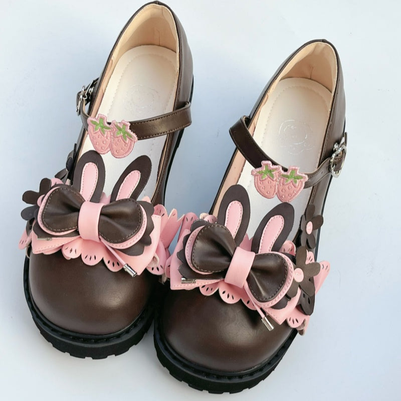 Lolita Shoes Sweet Vintage-Inspired Bunny Platforms Low Heels Round Head
