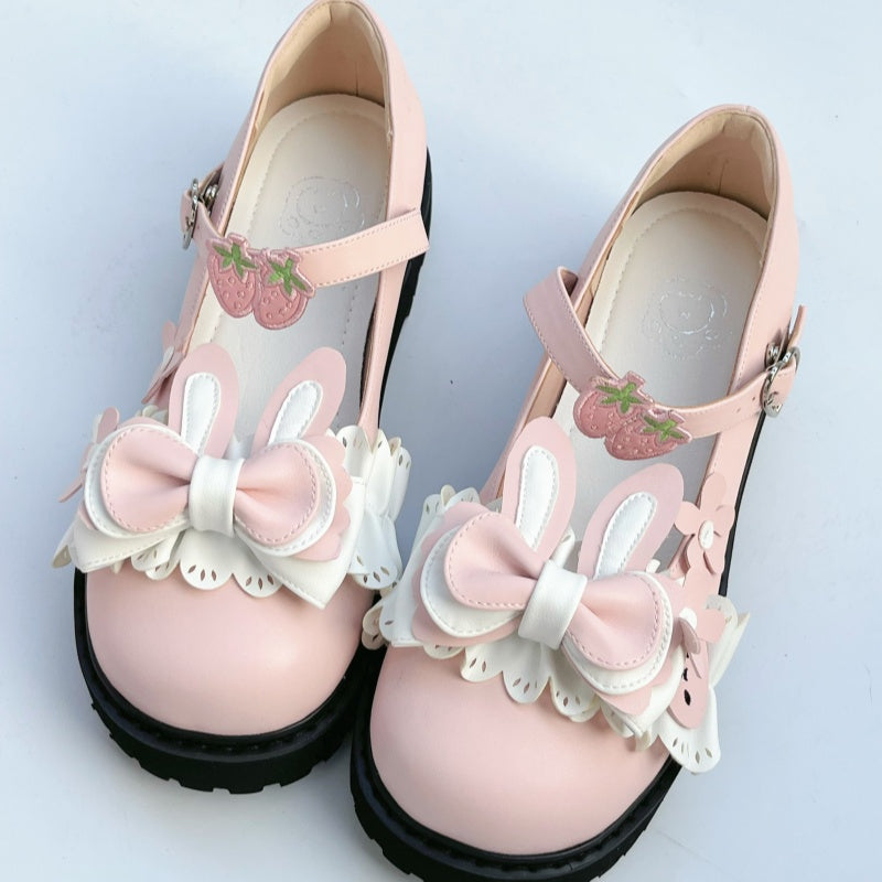 Lolita Shoes Sweet Vintage-Inspired Bunny Platforms Low Heels Round Head