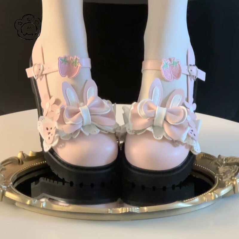 Lolita Shoes Sweet Vintage-Inspired Bunny Platforms Low Heels Round Head
