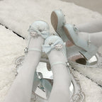 Sweet Lolita Shoes Pale White Black Cat Bow Mary Janes Round Head Lo Shoes