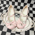 Sweet Lolita Shoes Pale White Black Cat Bow Mary Janes Round Head Lo Shoes