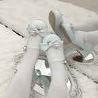 Sweet Lolita Shoes Pale White Black Cat Bow Mary Janes Round Head Lo Shoes