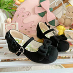 Sweet Lolita Shoes Plush Pink Bow Mary Janes Rabbit Original New Round Head Middle Heel 3.5cm