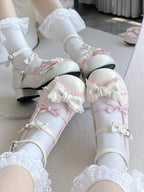 Sweet Lolita Shoes Retro Milk White Glossy Leather Mary Jane with Low Heel Flat Bottom Round Head