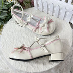 Sweet Lolita Shoes Retro Milk White Glossy Leather Mary Jane with Low Heel Flat Bottom Round Head