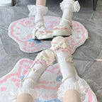 Sweet Lolita Shoes Retro Milk White Glossy Leather Mary Jane with Low Heel Flat Bottom Round Head