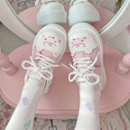 Sweet Lolita Shoes Pastel Accented Mary Janes Japanese Round Head Small Leather