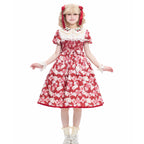 Sweet Lolita Strawberry Witch Burgundy Summer Embroidered Dress Strawberry Print