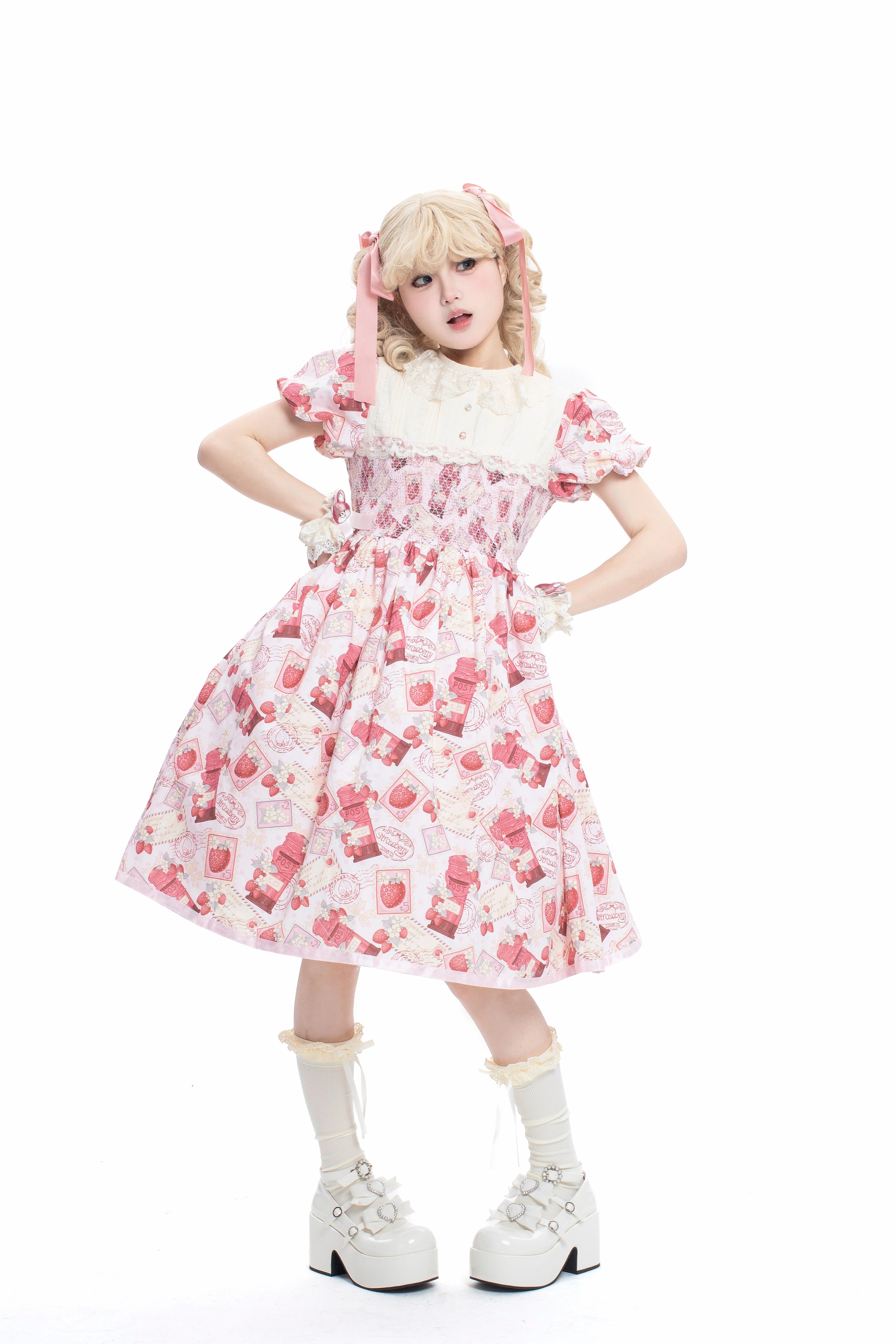 Enchanted by rustic witchcraft and sweet folklore, this pink dress blooms with delicate strawberry embroidery and whimsical prints. The sleeveless design and lightweight cotton ensure cool comfort for summer, while layered ruffles and a fitted waist balance playful charm with elegant structure. A spellbinding piece that captures the magic of sun-ripened berries and pastoral daydreams.