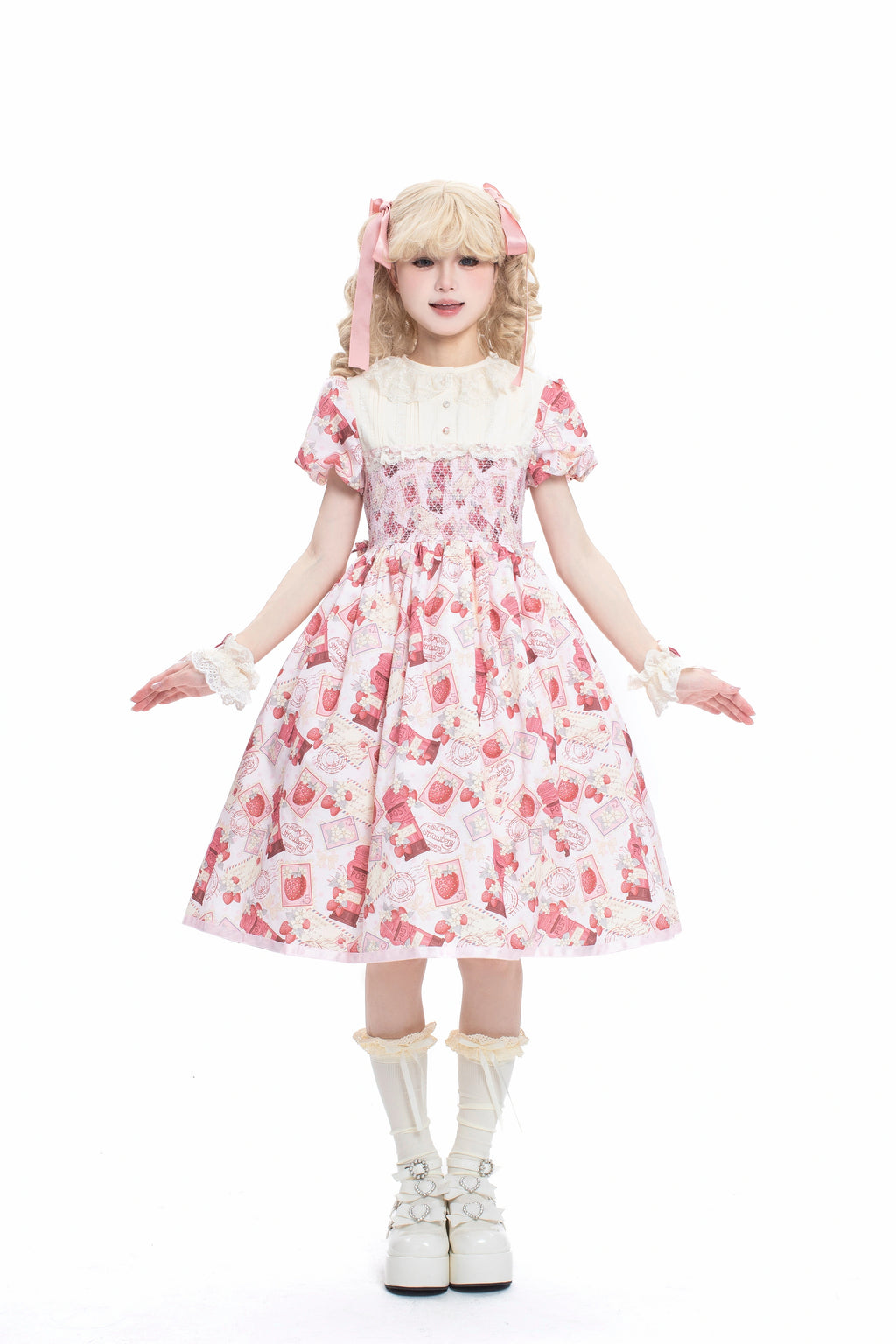 Enchanted by rustic witchcraft and sweet folklore, this pink dress blooms with delicate strawberry embroidery and whimsical prints. The sleeveless design and lightweight cotton ensure cool comfort for summer, while layered ruffles and a fitted waist balance playful charm with elegant structure. A spellbinding piece that captures the magic of sun-ripened berries and pastoral daydreams.