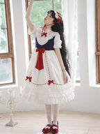 Sweet Lolita Twin - Style white dress with Bow Dress Daily Lolita Dress Light Lolita