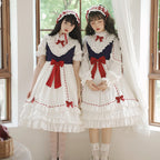 Sweet Lolita Twin - Style white dress with Bow Dress Daily Lolita Dress Light Lolita
