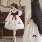Sweet Lolita Twin - Style white dress with Bow Dress Daily Lolita Dress Light Lolita