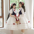 Sweet Lolita Twin - Style white dress with Bow Dress Daily Lolita Dress Light Lolita