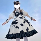Sweet Lolita White Black JSK Dress Light Lolita Bow Trim Ruffle Hem