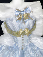 Hime Lolita White Blue Birthday Ballet Gown Princess Cake Dress Charm Angel Swan Moonlight