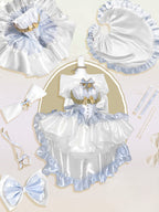 Hime Lolita White Blue Birthday Ballet Gown Princess Cake Dress Charm Angel Swan Moonlight