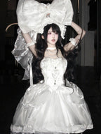 Hime Lolita White Wedding Cake Dress Birthday Ready Gown Moonlight Oath Short Dress