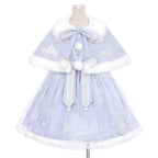 Sweet Lolita Winter Christmas Outfit Velvet JSK Dress and Cape Two Piece Set
