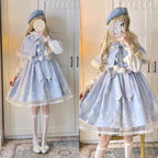Sweet Lolita Winter Christmas Outfit Velvet JSK Dress and Cape Two Piece Set