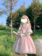 Sweet Lolita Winter Christmas Outfit Velvet JSK Dress and Cape Two Piece Set