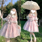 Sweet Lolita Winter Christmas Outfit Velvet JSK Dress and Cape Two Piece Set