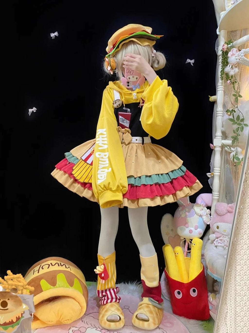 Sweet Lolita Yellow Fall Winter Halter Dress Long Sleeve Gowns