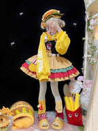 Sweet Lolita Yellow Fall Winter Halter Dress Long Sleeve Gowns