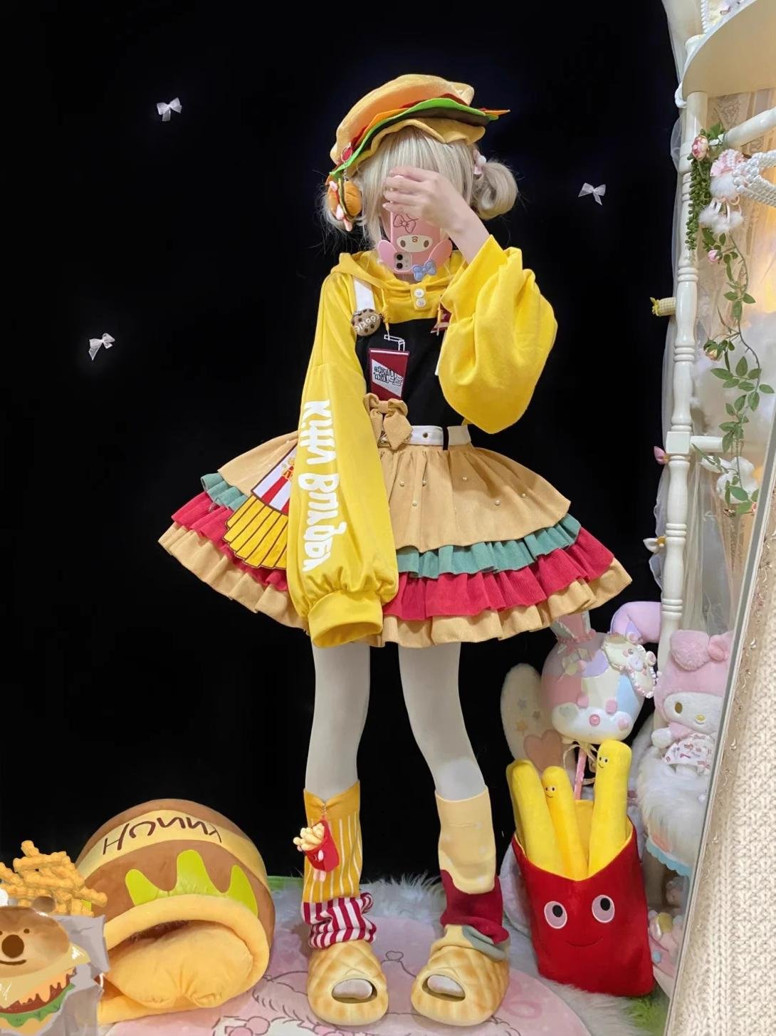 Sweet Lolita Yellow Fall Winter Halter Dress Long Sleeve Gowns
