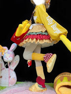 Sweet Lolita Yellow Fall Winter Halter Dress Long Sleeve Gowns
