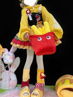 Sweet Lolita Yellow Fall Winter Halter Dress Long Sleeve Gowns